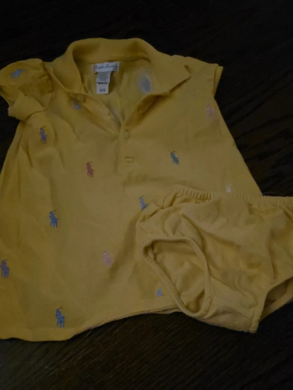 Ralph Lauren Yellow Polo Top with Matching Bloomers - Girls